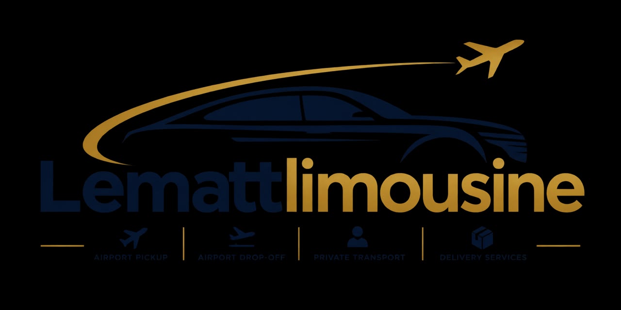 Lematt Limousine logo featuring a luxury car and airplane